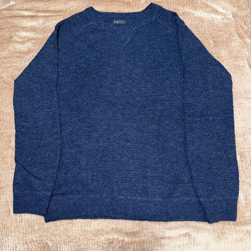 Barneys New York Baby Alpaca Sweater Navy Textured Knit Made in Peru S - Picture 2 of 6